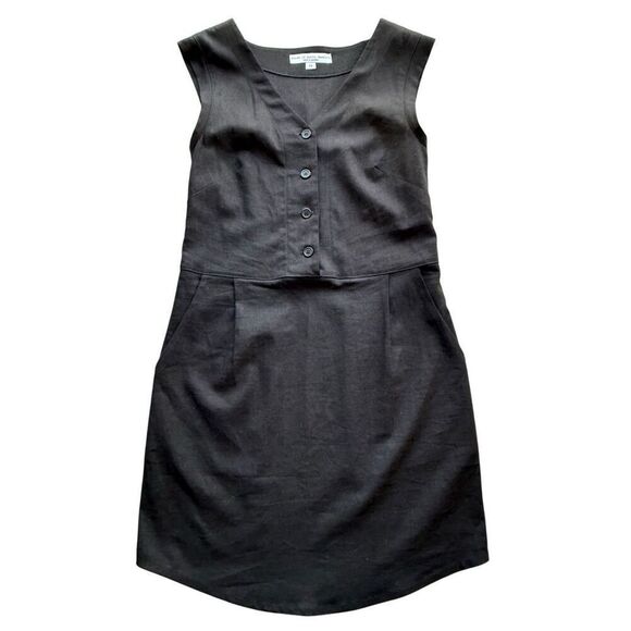 Birds of North America Black Linen Blend Honeycreeper Dress Size S - Picture 3 of 12